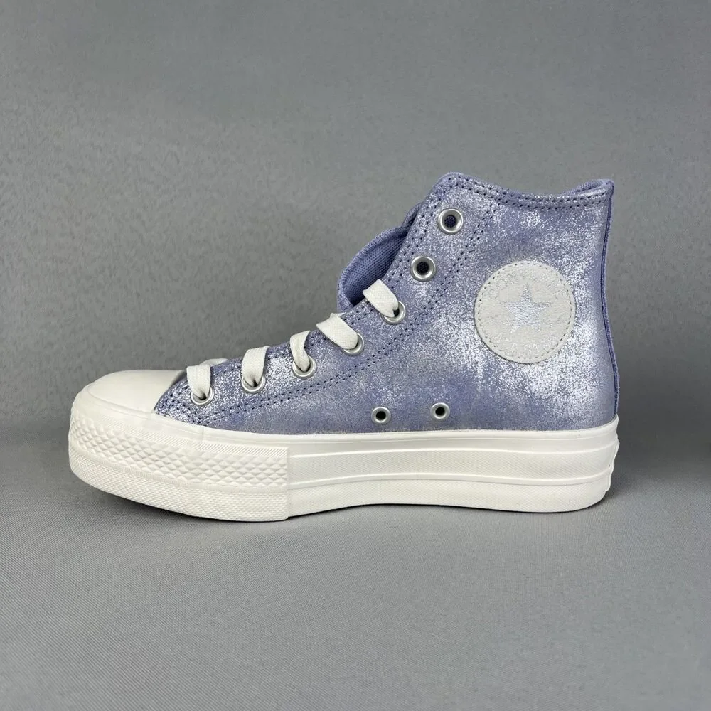 Converse Chuck Taylor All Star Lift Platform Suede Shimmer Womens 7.5 Lilac Shoe - Picture 9 of 13